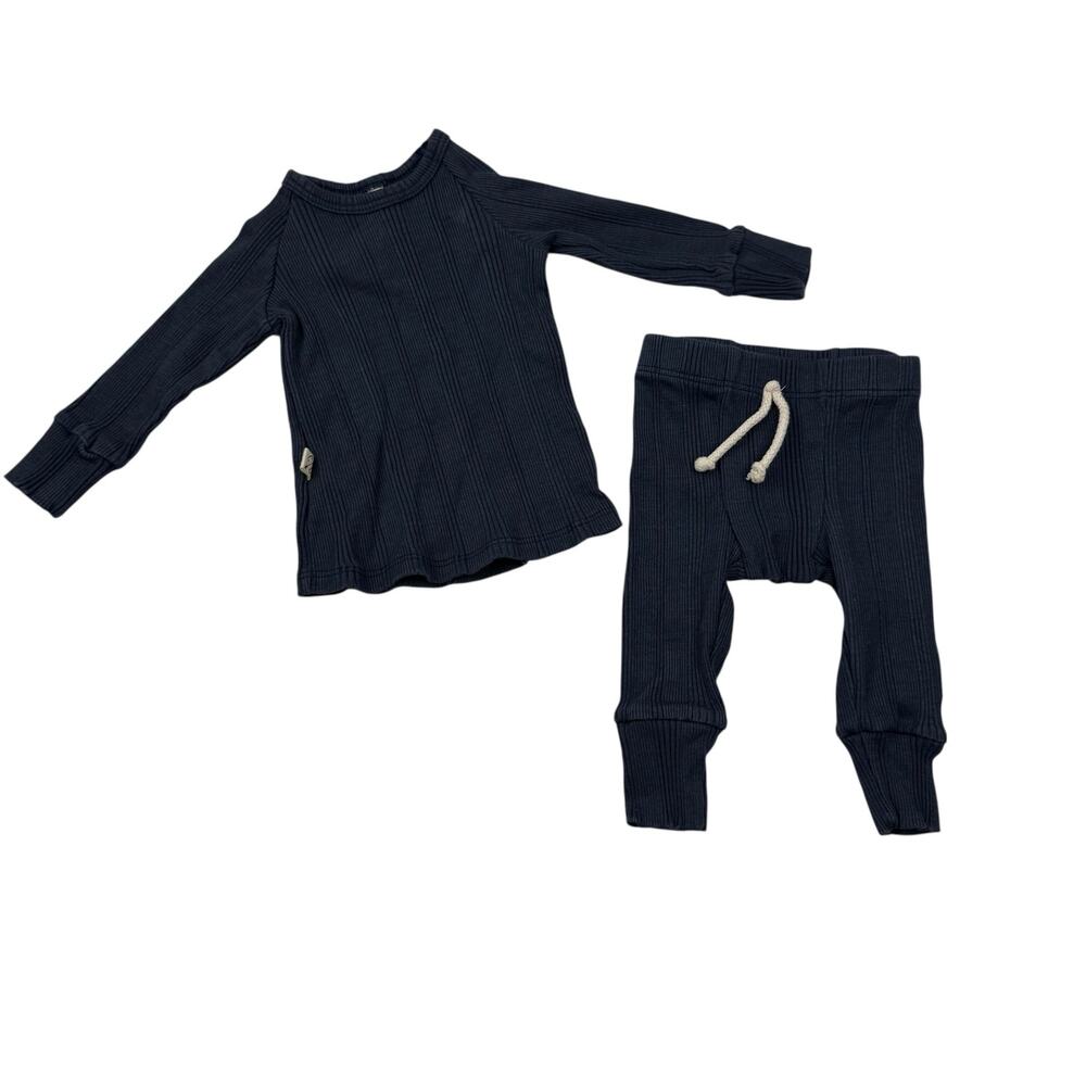 Childhoods Clothing Blue Ribbed Top & Pants Set